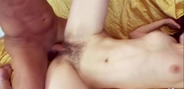  Extreme Hairy Pussy Redhead Teen with Slim Body Rough Fuck
